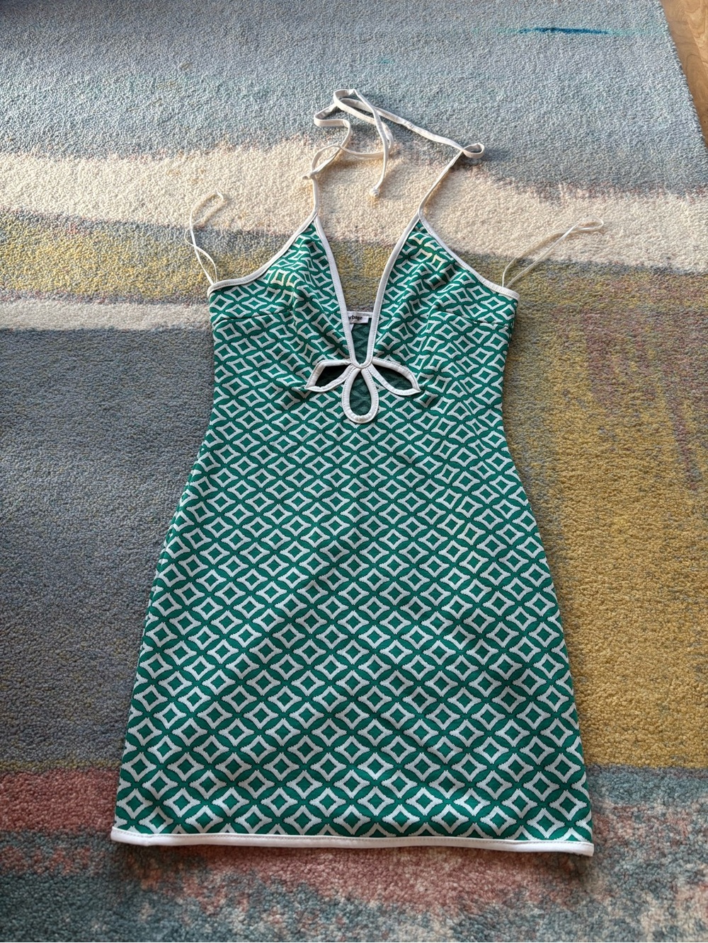 Pretty Garbage REVOLVE brand geometric mini halter dress, small